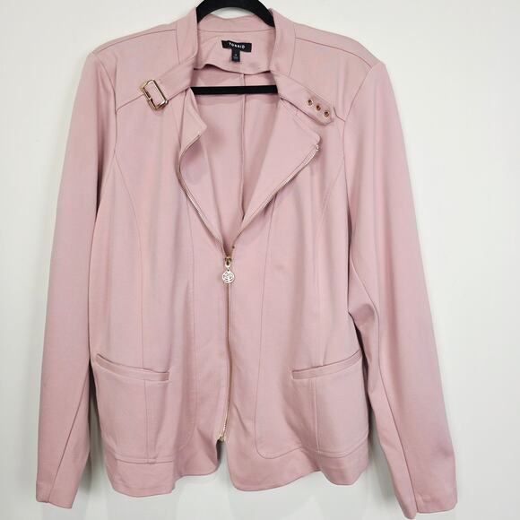 Torrid Studio Ponte Zip-Front Jacket, Pale Mauve, Torrid Size 4, US Size 26 (4X) - Picture 5 of 8